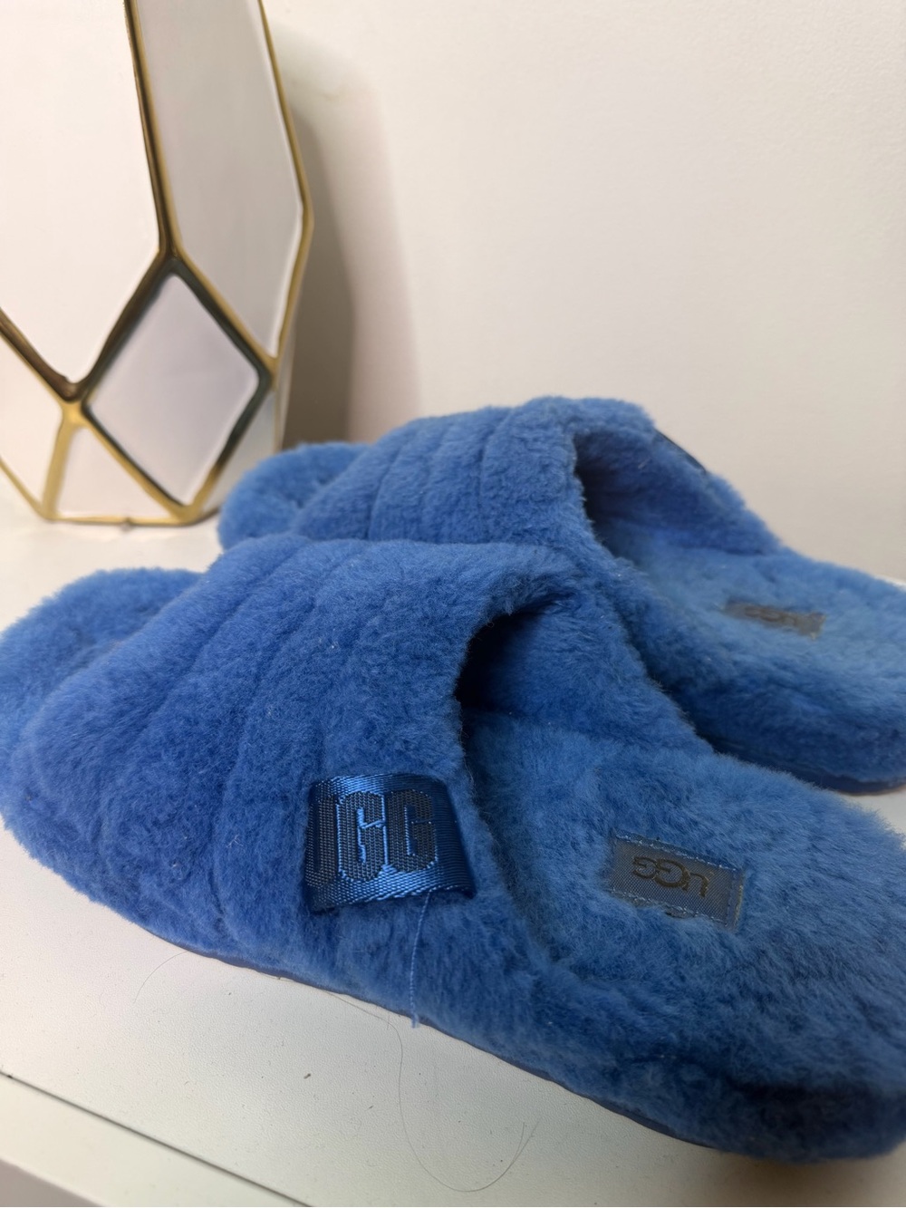 UGG Blue Fluff Slide Slippers